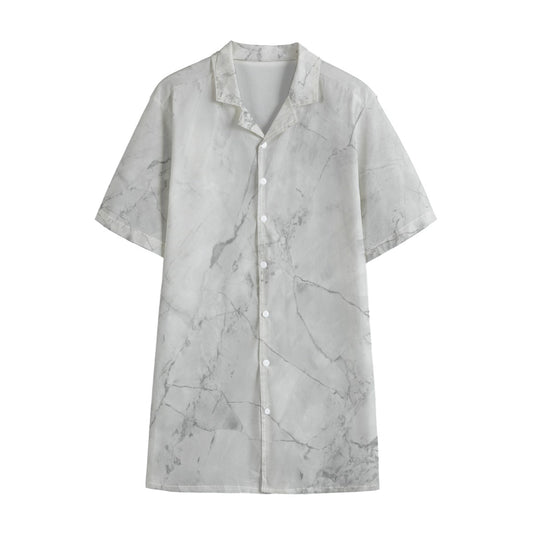 Men's Hawaiian Shirt With White Marble Print
