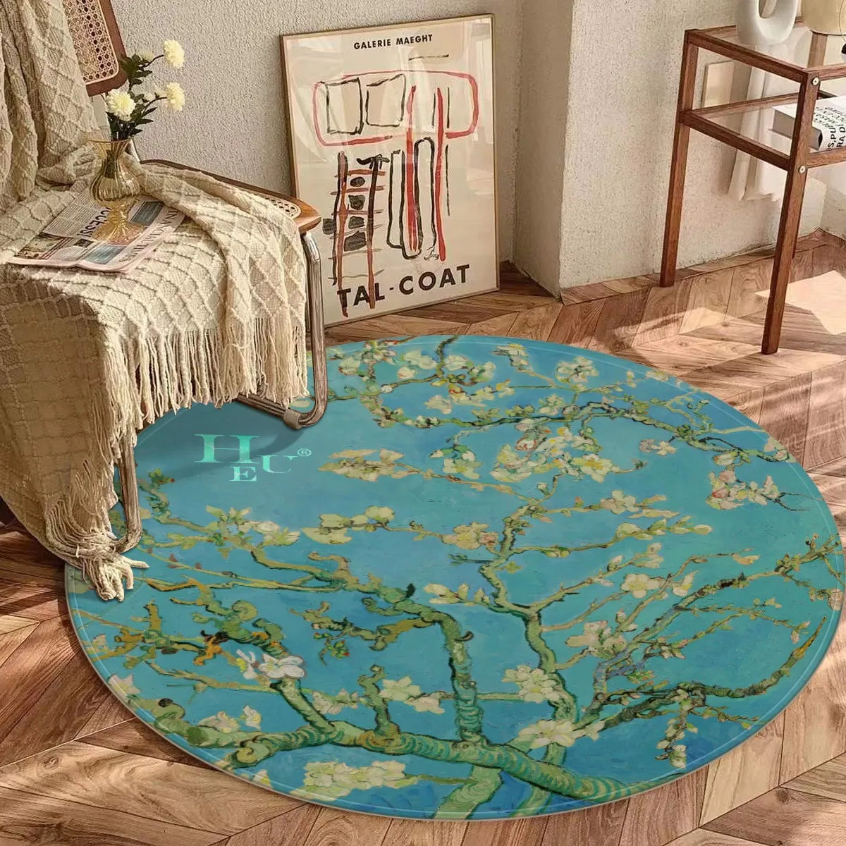 Hue® X Van Gogh Round Rug "Almond Blossom"