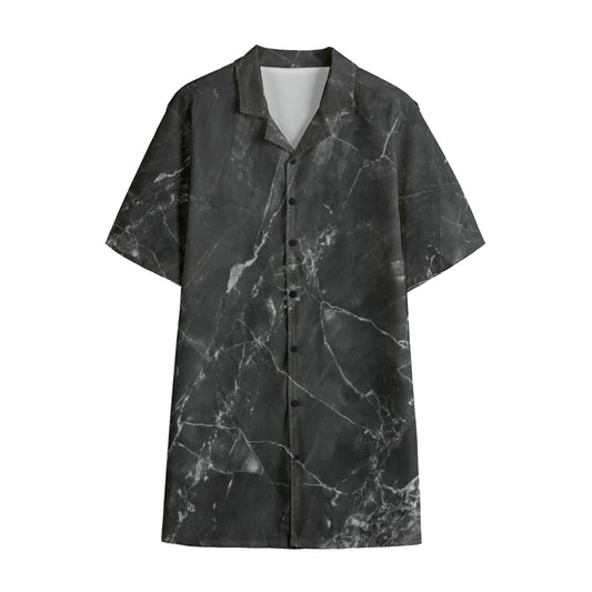 Men's Hawaiian Shirt With Black Marble Print