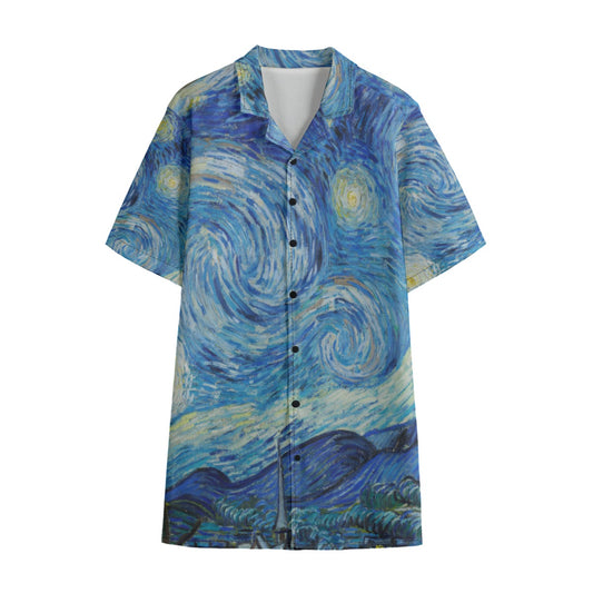 Hue® X Van Gogh Men's Hawaiian Button Up Shirt "Starry Night"