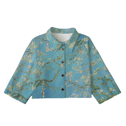 Hue® X Van Gogh Women's Cropped Cotton Jacket with Almond Blossom Print